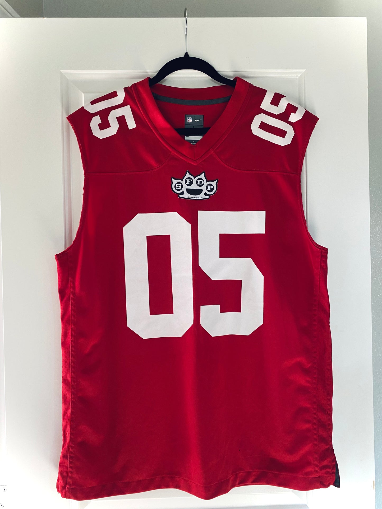 Signed and stage worn Andy James jersey - ffdp 05 Red/White nfl sleeveless