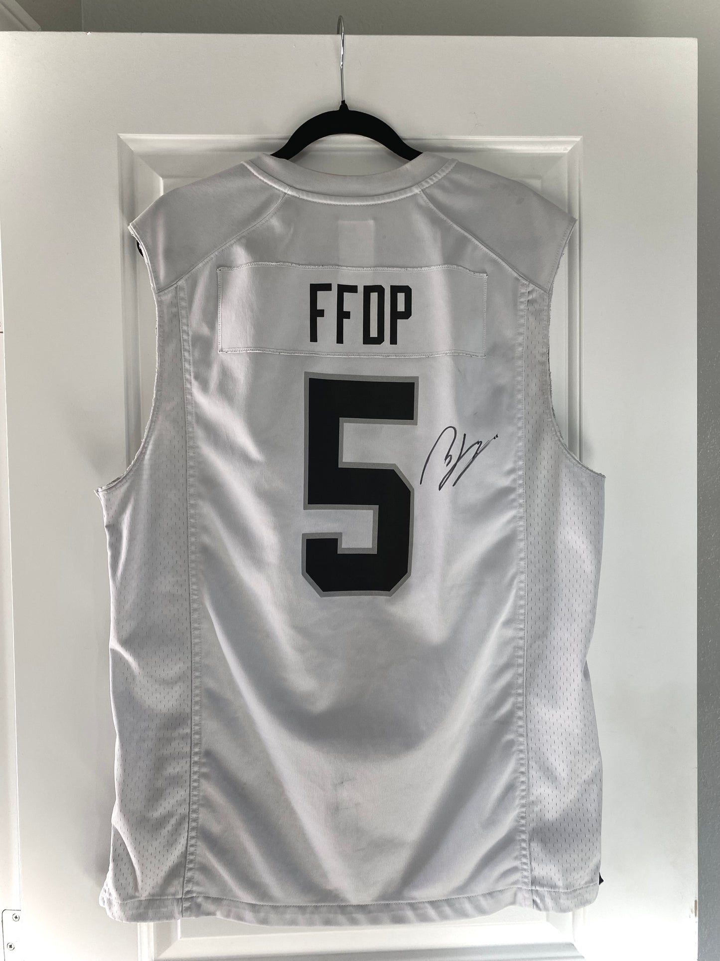 Signed and stage worn Andy James jersey - ffdp 05 White/Black nfl sleeveless