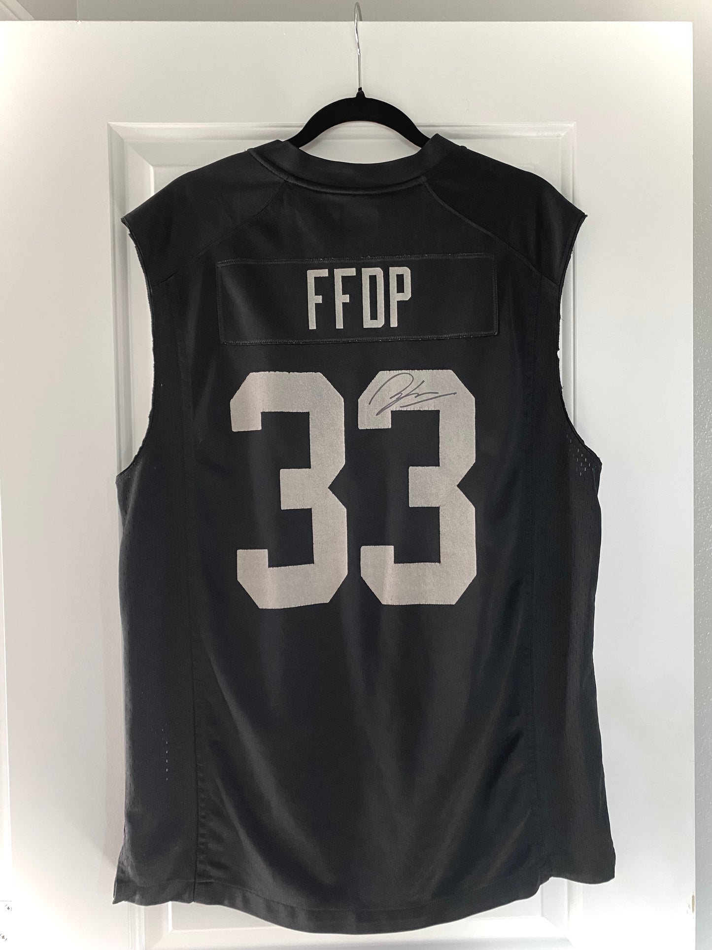 Signed and stage worn Andy James jersey - ffdp 33 Black/Grey nfl sleeveless